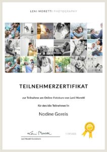 Teilnehmerzertifikat Leni Moretti Photography